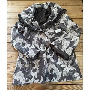 NWT $549 Vintage Linda Lundstrom Geisha 3/4 Coat Size 6 Women’s Gray Beige